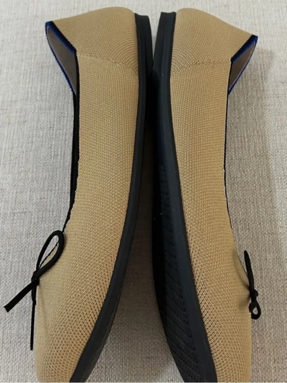 Rothy's Ballet Flats In Beige & Black, Size 10.5, NWOT display pair